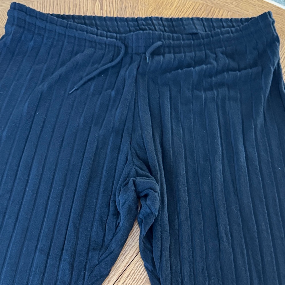 Women’s Plus size Black Draw String Ribbed straight leg Pants